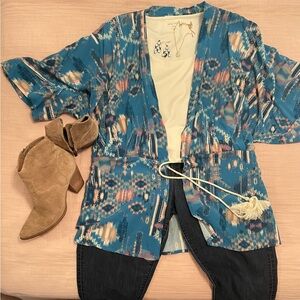 Boho Blue Kimono Cardigan